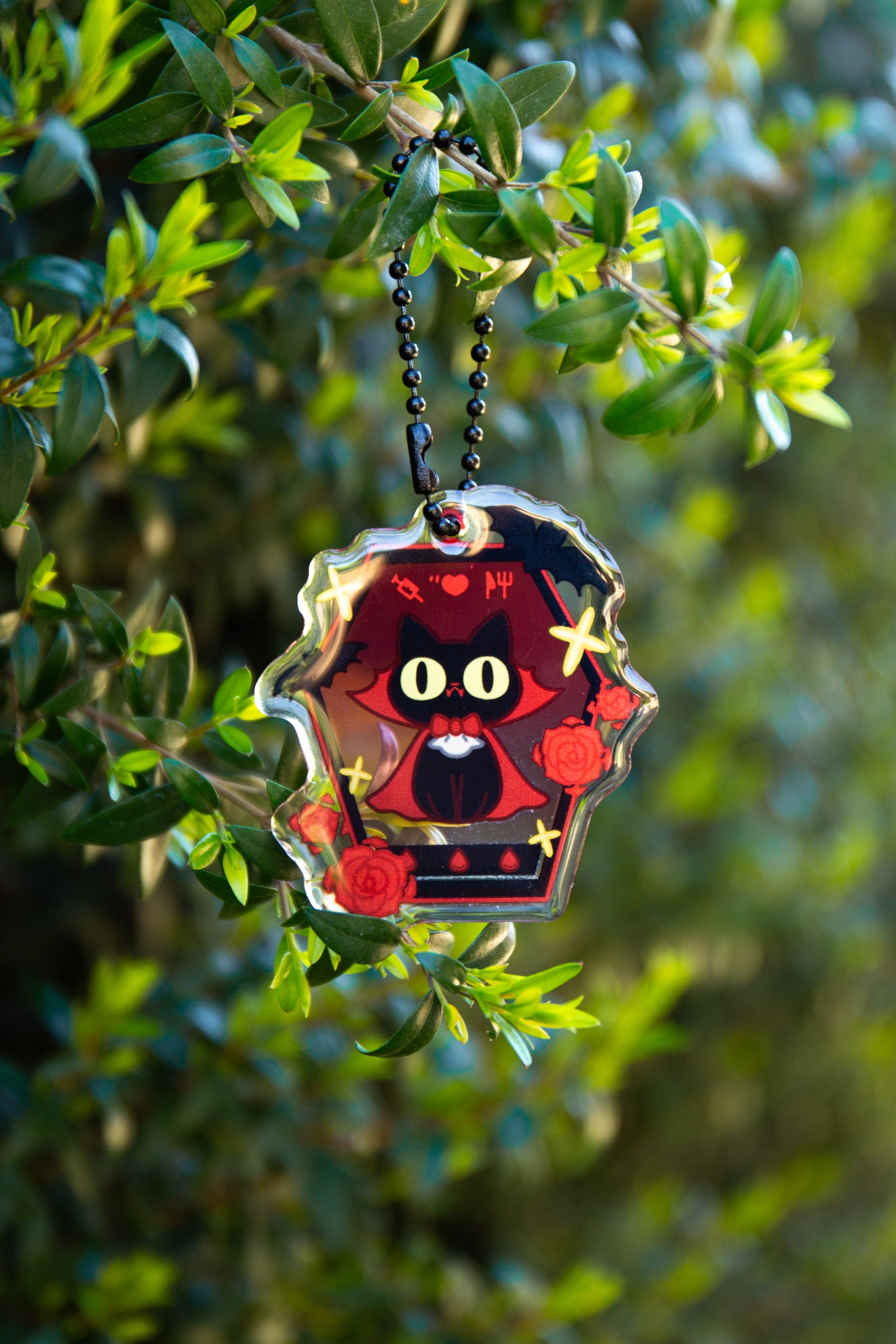 MikouArt - Vendita all'ingrosso Portachiavi - Donna - Portachiavi in resina epossidica acrilica Tamagotchi Gatto Vampiro, ciondolo per telefono, regalo per amanti dei gatti, regalo per lei, arte originale di Mikou2