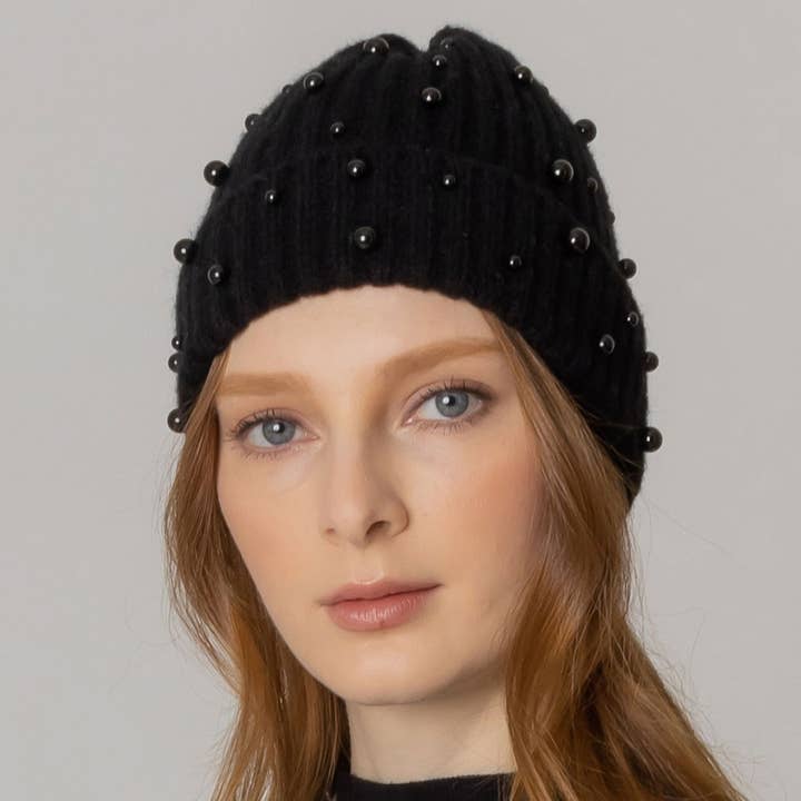 Fashion City - Wholesale Beanie - Women's - Women's Solid Faux Peal Knitted Beanie Hat5