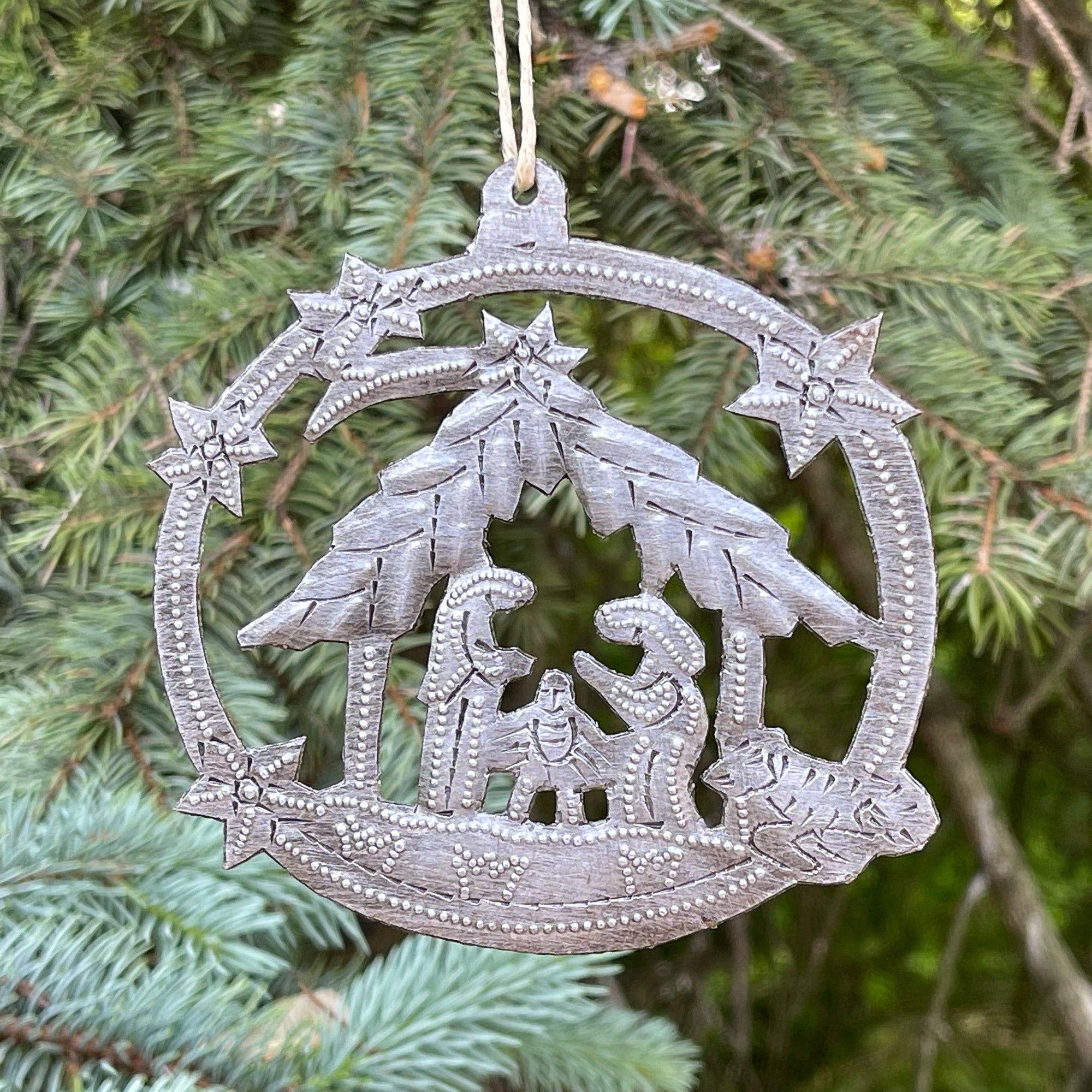 Global Crafts - Wholesale Ornament - Round Ornament with Nativity Scene Steel Drum Ornament3