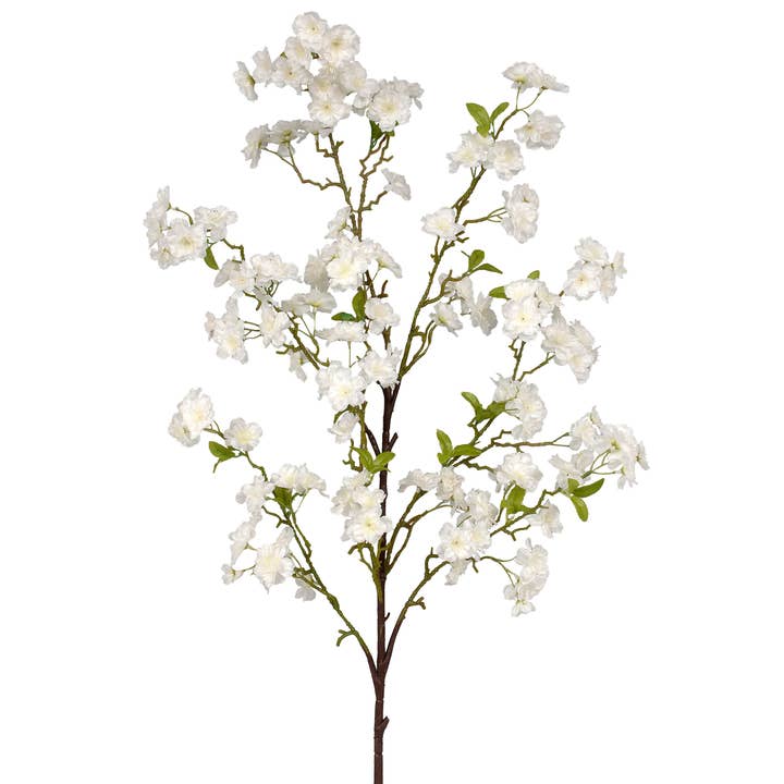 49" Cherry Blossom Spray X7 - White Faux Floral for wholesale by Jacobson