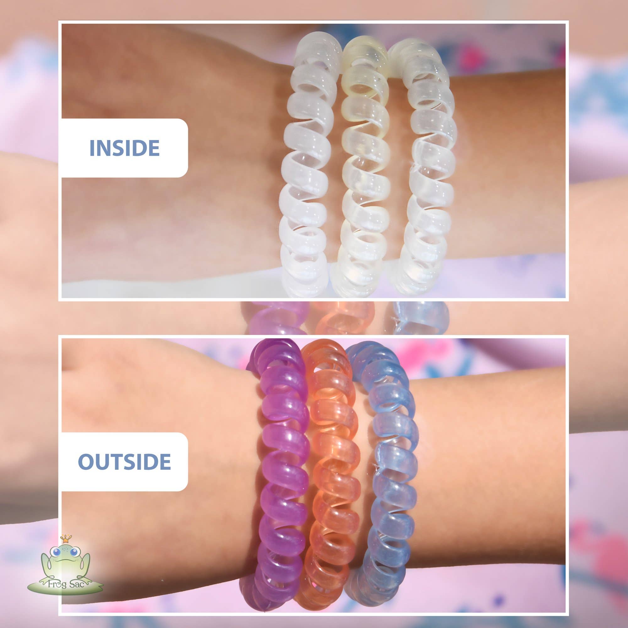 Frog Sac - Wholesale Hair Tie - Spiral Hair Coils, UV Solar Reactive Color Changing - 4 Pack2