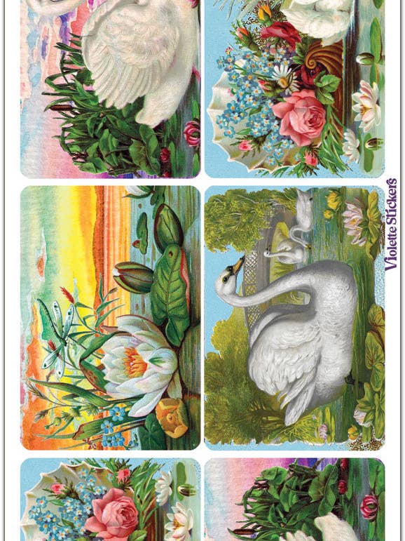 Stickers met zwanen bij zonsondergang voor wholesale door Violette Stickers