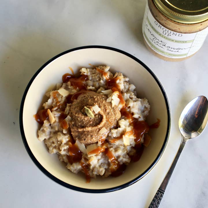 Ground Up PDX - Wholesale Nut Butter - 12oz - Coconut Cardamom with Chia Seed Nut Butter