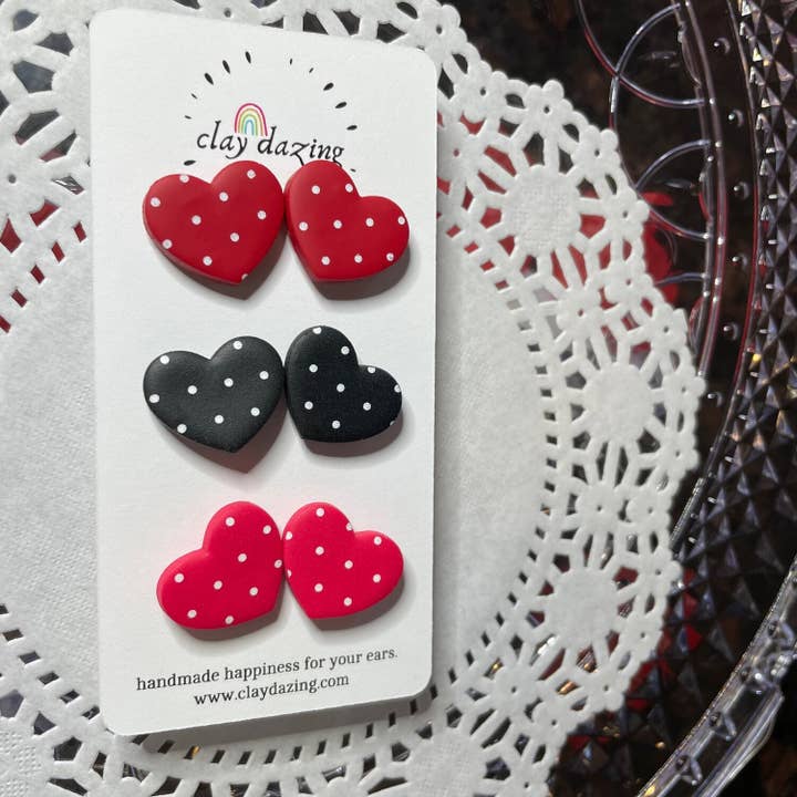 Polka Dot Heart Stud Pack for wholesale by Clay Dazing