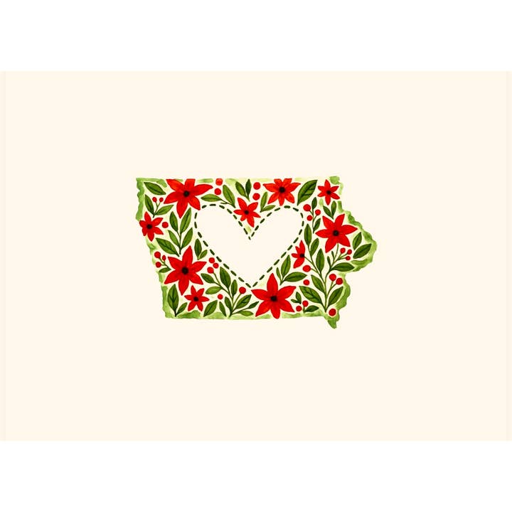 Sweet Julie Marie - Wholesale Christmas card - State of Iowa Christmas Poinsettia Note card1