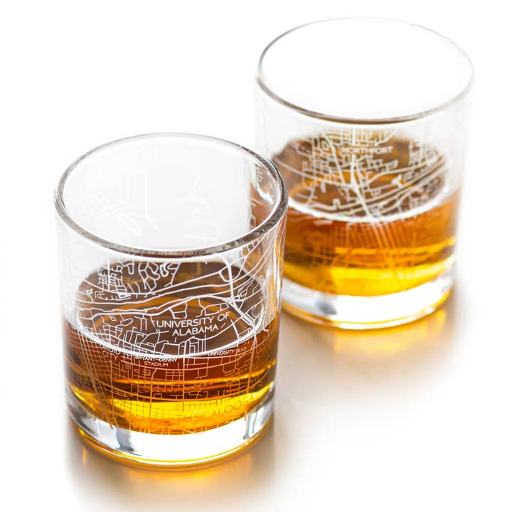 Tuscaloosa Whiskey Map Glass (Set of 2) for wholesale by RES|SCU