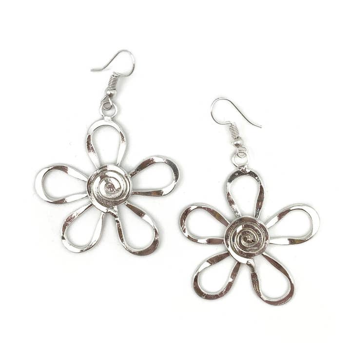 Anju Jewelry - Wholesale Dangle Earrings - Silver Plated Earrings - Spiral Center Flower0