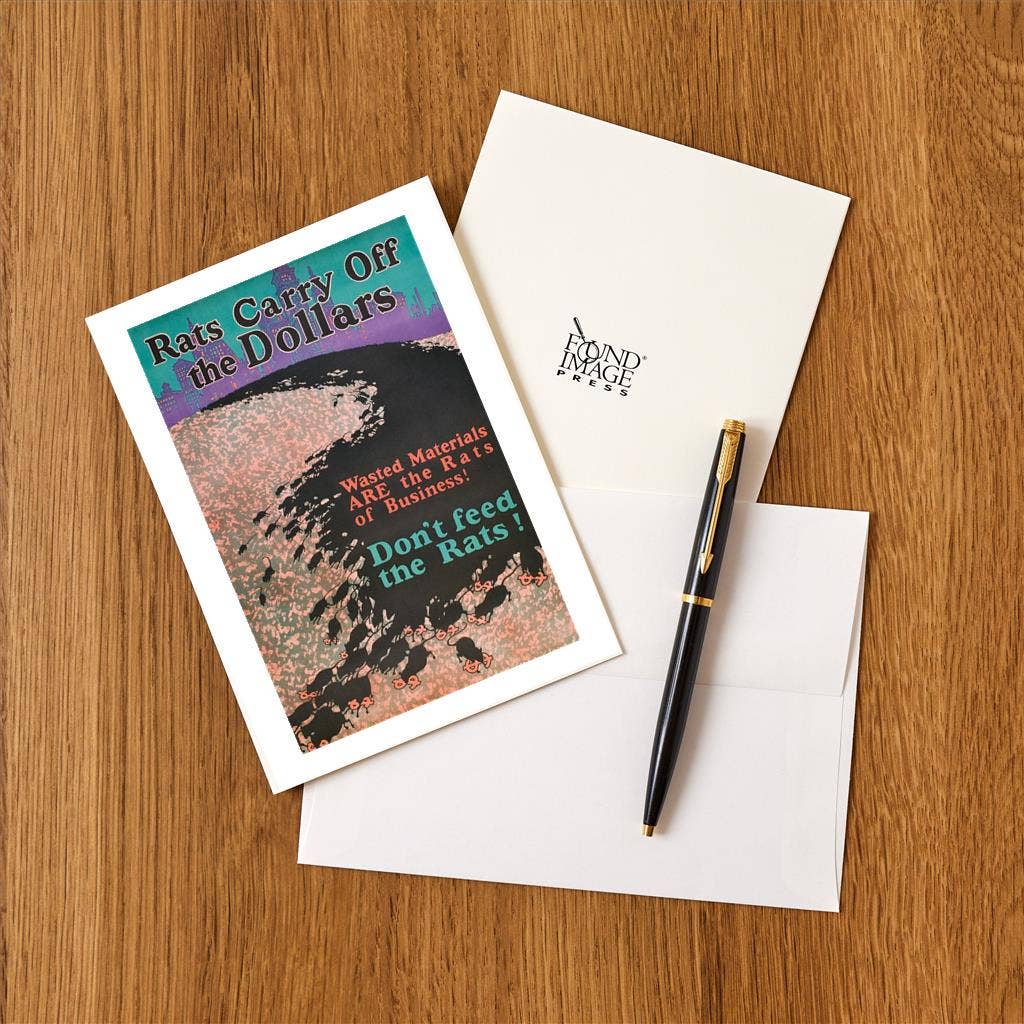 Found Image Press – Großhandel Briefpapier-/Postkarten-Set – Grußkarte AM-288 Ratten tragen die Dollars davon1
