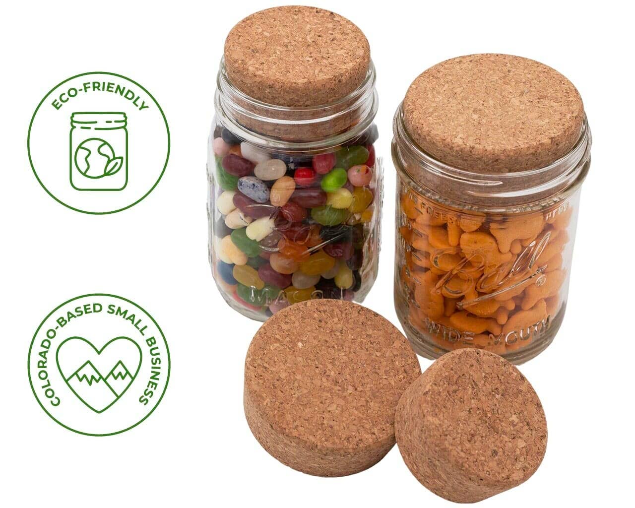 Mason Jar Lifestyle - Wholesale Food Storage Container - Cork Lid / Stopper for Mason Jars 4 Pack4