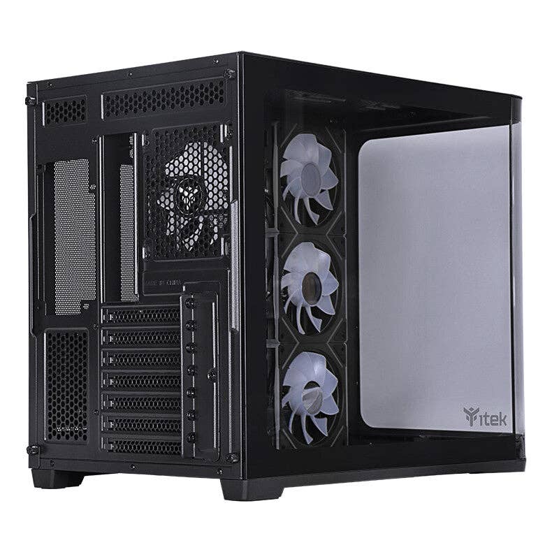 ITEK - Venta al por mayor Organizadores de escritorio - Caja DARK CAVE CURVED - Torre Gaming- ATX- 4x12cm ventilador ARGB- 2xUSB3- Tipo-C- Panel Lateral y Frontal de Vidrio Templado Curvado3