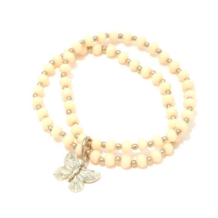 Suzie Blue Canada - Wholesale Charm/Dangle Bracelet - Double Strand Crystal Bracelet With Butterfly Charm