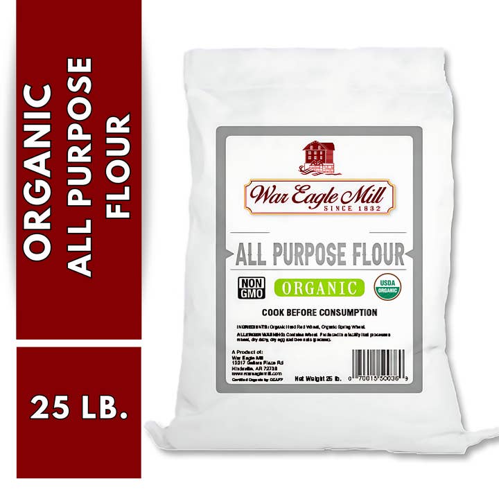 Organic Unbleached All-Purpose Flour – 25 lb Bag for wholesale by War Eagle Mill Food Group