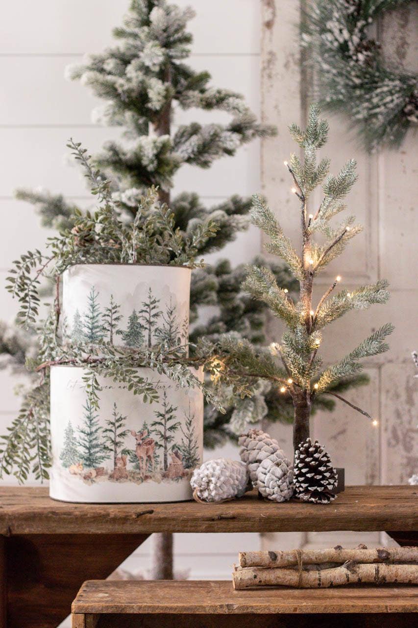 Audrey's Home & Gift – Vaso de plantas por atacado – Animais de Inverno em Latas de Floresta (Conjunto de 02)3