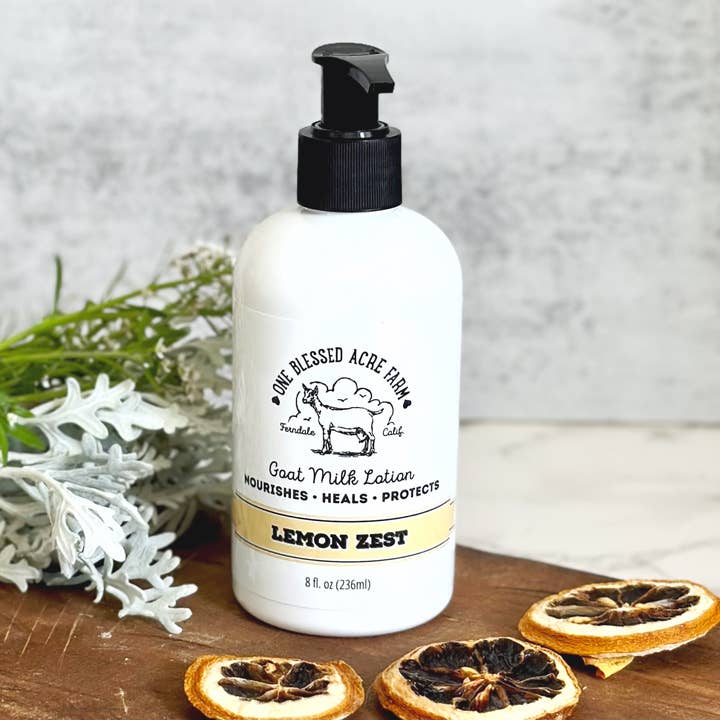 Lemon Zest Goat Milk Lotion for wholesale by One Blessed Acre Farm