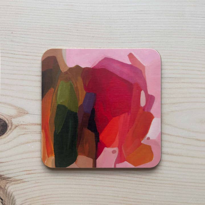 Susannah Bleasby Art - Wholesale Coasters - Coasters Set of 4 | Pink, Yellow & Orange Abstract | Brights2