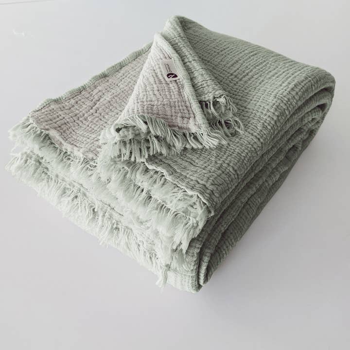 Aseel - Wholesale Throw Blanket - Boho Throw Blanket, Green Color