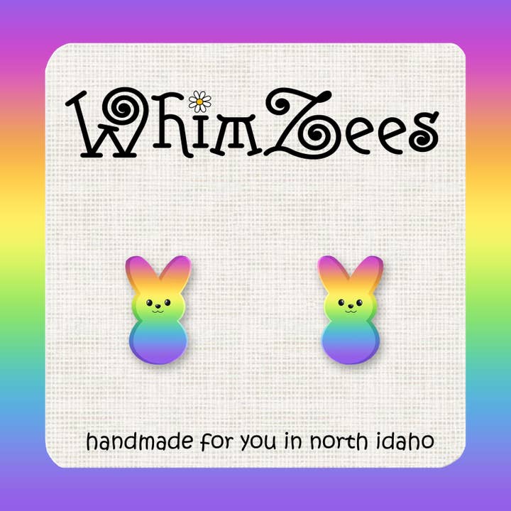 Boucles d'oreilles en guimauve Lapin de Pâques Peeps W360 pour la vente par WhimZees