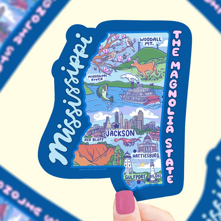 Mississippi, Travel, Home, City, Local, State Vinyl Sticker for wholesale by Turtle's Soup