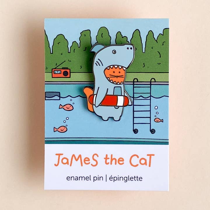 Tubarão de Piscina - Pin de Esmalte de Gato por atacado de James The Cat