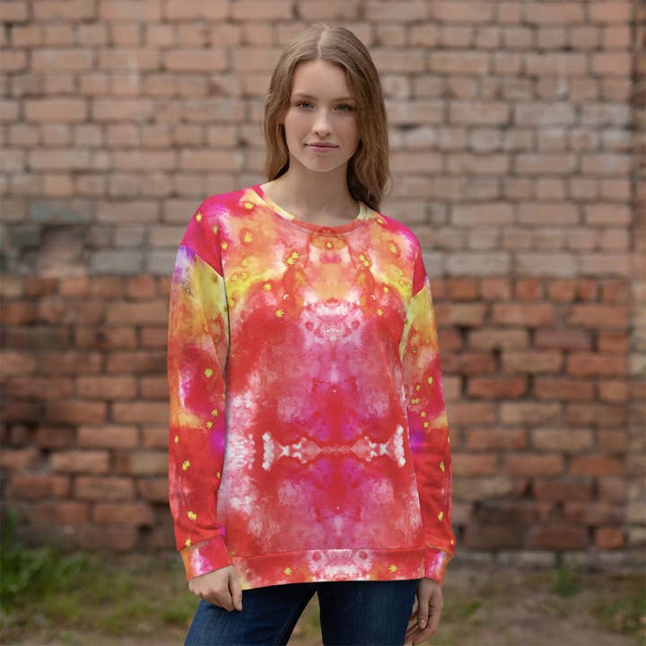 Unisex Crew Neck, Red Leaf for wholesale by The Pastel Abstract