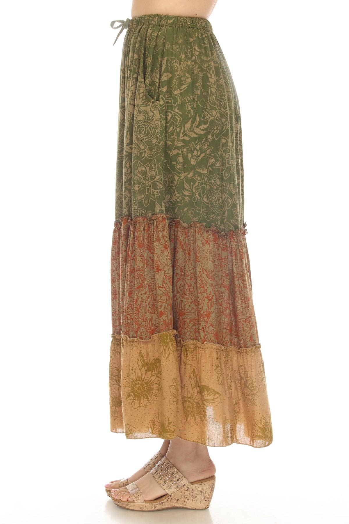 Lakhays Collection Inc. - Wholesale Skirt - Women's - Cactus Garden Tiered Maxi Skirt5