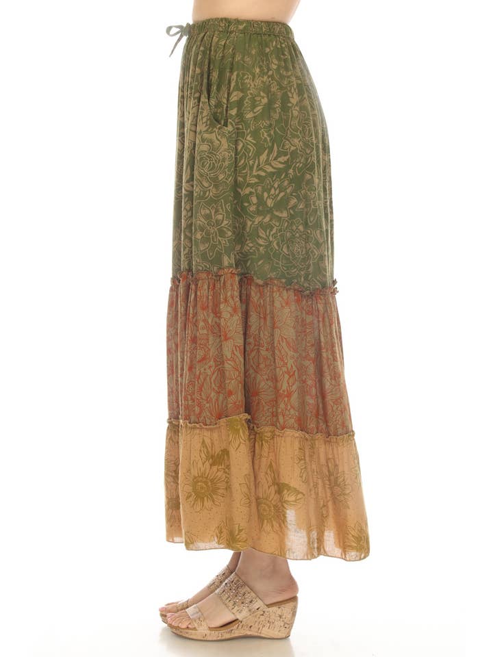 Lakhays Collection Inc. - Wholesale Skirt – Women’s - Cactus Garden Tiered Maxi Skirt6