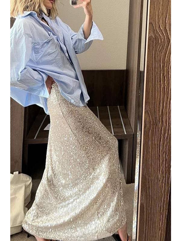 Queen Fashion - Wholesale Rok - Dames - lange rok met pailletten17