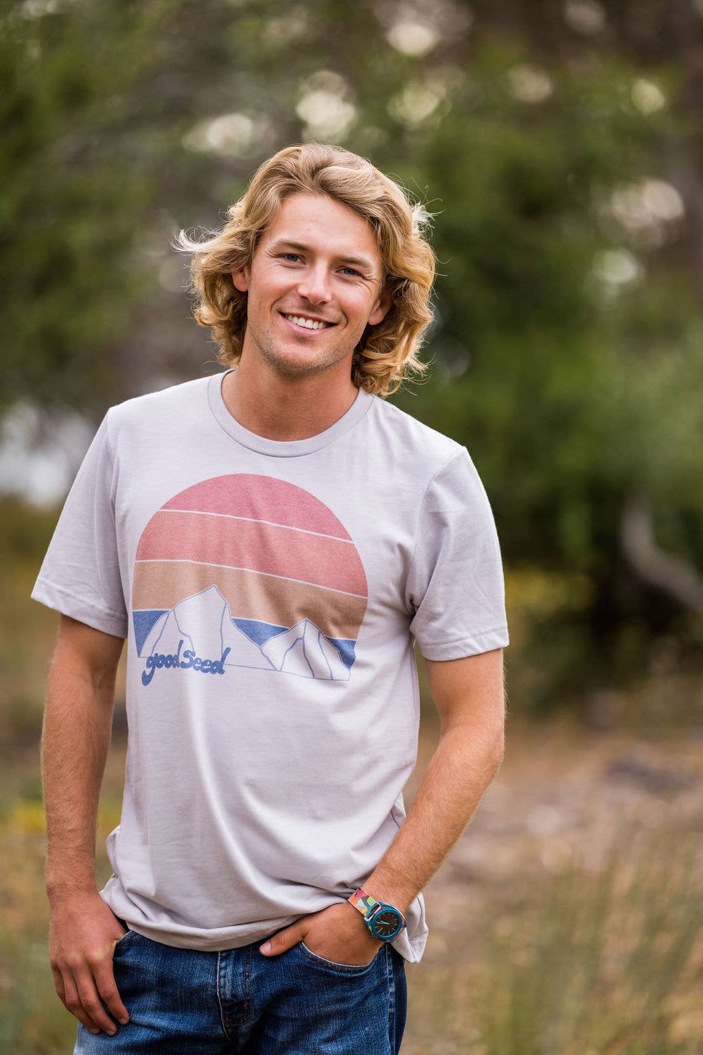 Goodseed Clothing – T-shirt estampada - Homem por atacado – Camiseta Dusk Cinza2