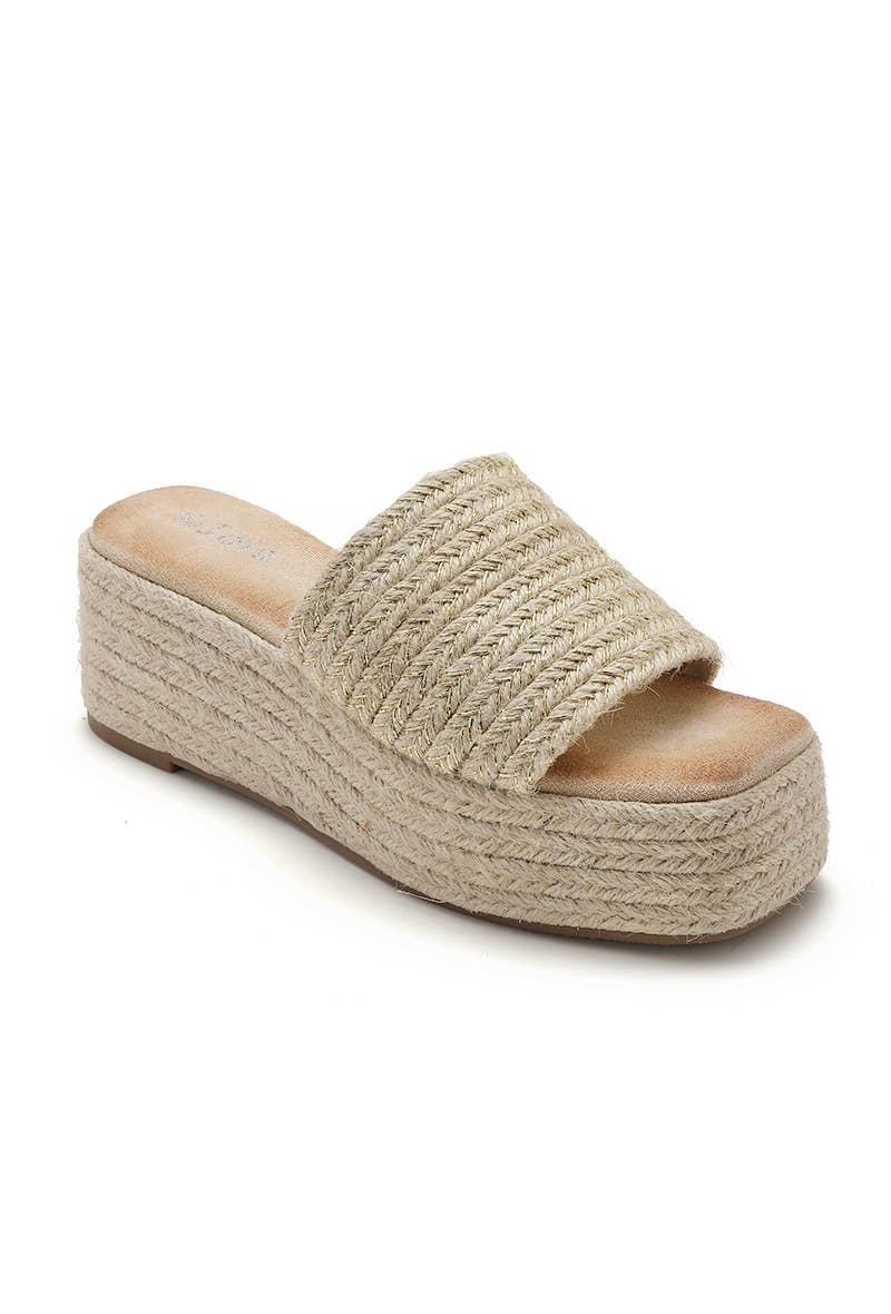 Joia Paris - Wholesale Clogs - Women's - Trendy platform wedge mule in straw JN-727