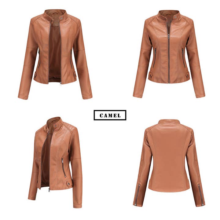Marayn – wholesale Leather jacket – Women′s – Chic PlusSize Womens Cropped Leather Motorcycle Jacket24