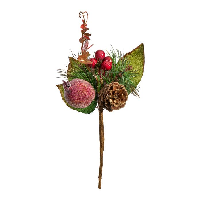 Winterland Inc. - Wholesale Christmas Decoration - 3 Pack of Burgundy, Pink, and Green Frosted Fruit and Pine Picks