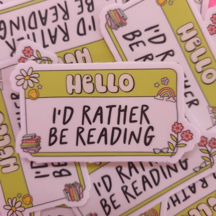 "Hello, I'd Rather Be Reading" Sticker for wholesale by Sunshine Studio