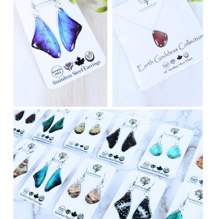 Crystal McMaster Jewellery Designer - Wholesale Jewelry Set - NEW 6x Butterfly Earrings - Earth Goddess Collection