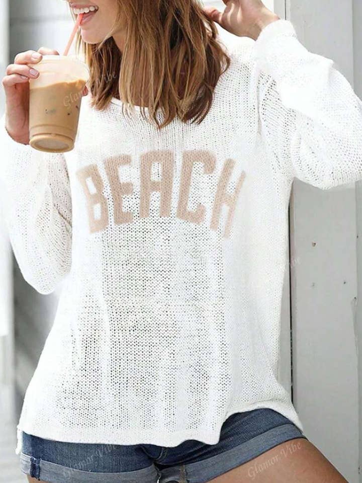 Rosa Clothing - Wholesale Knit Top - Women's - "BEACH" Round Neck Cutout Knitted Top