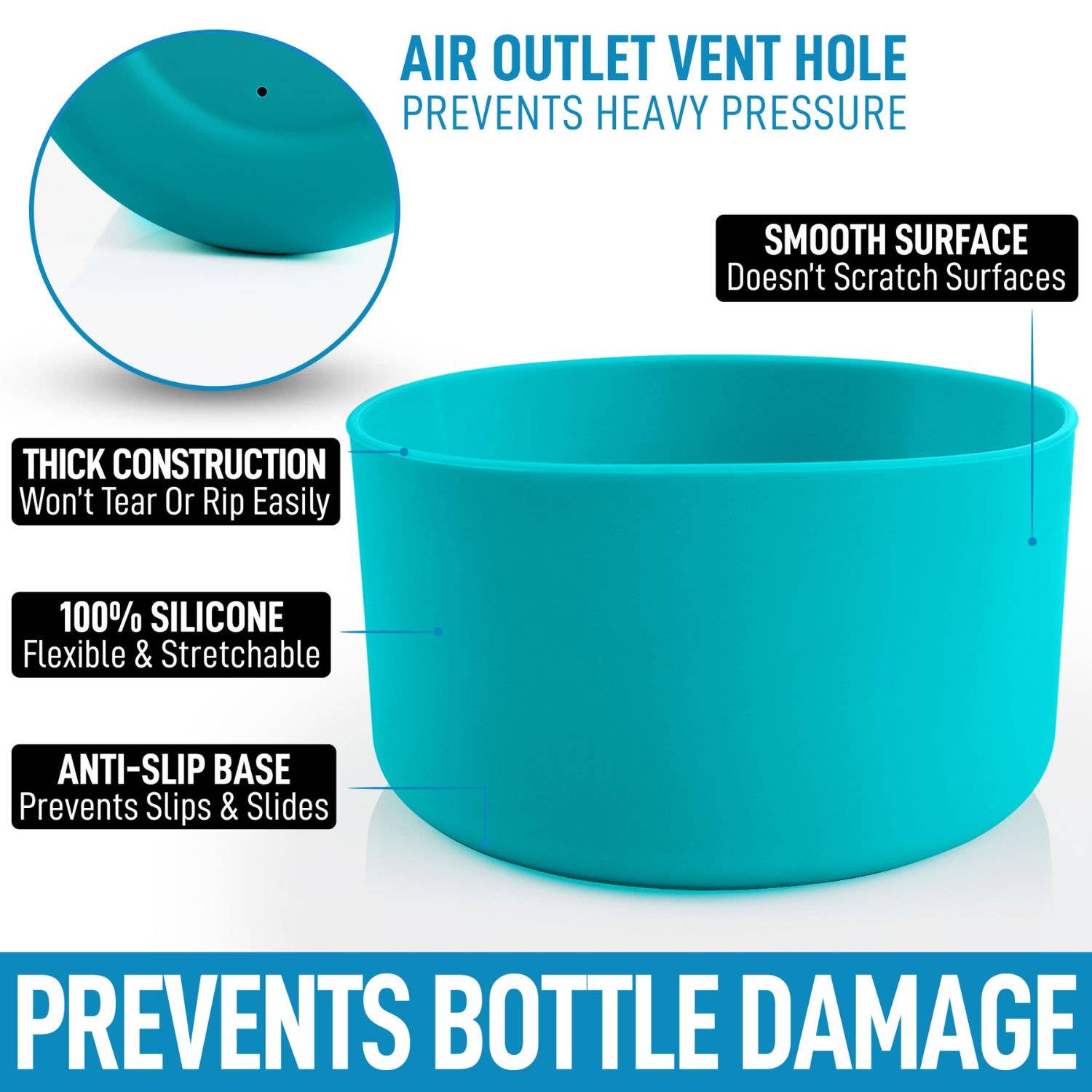 Zulay Kitchen - Wholesale Water Bottle - Protective Silicone Boot for for 3.5" Diameter Water Bottles1