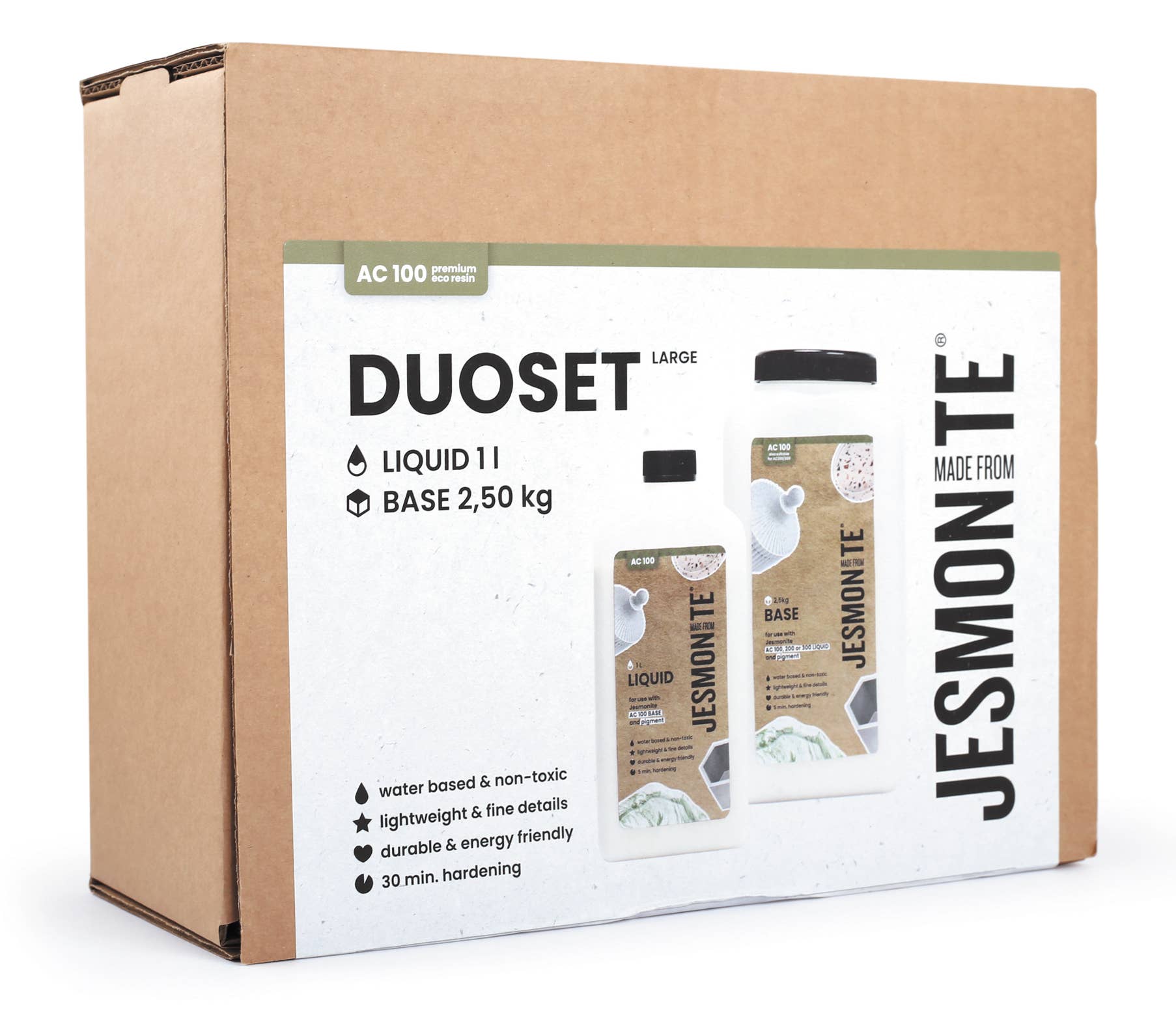 Graine Créative - Vendita all'ingrosso Attrezzature per lavoretti e fai da te - JESMONITE AC100 SET DA 1 L DI LIQUIDO E SCATOLA BASE DA 2,5 KG1