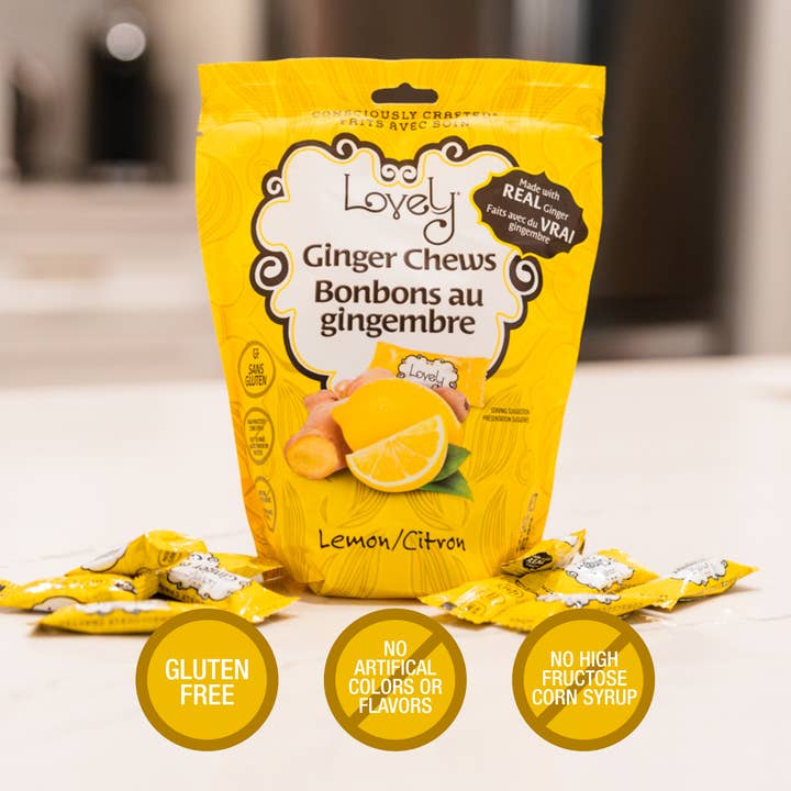 Lovely Candy Company - Wholesale Gummy - Bulk Lemon Ginger Chews Candy - 10lb, Gluten Free, Vegan2