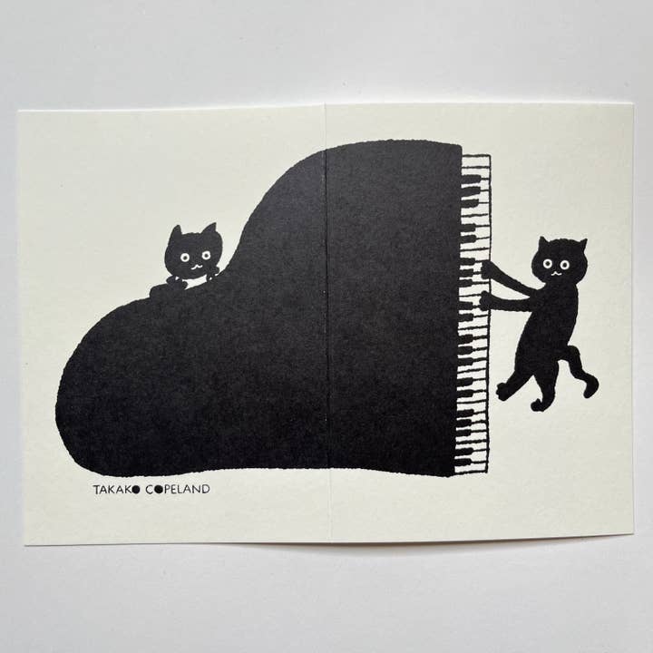Jazz Cats Card - Piano for wholesale by Takako Copeland