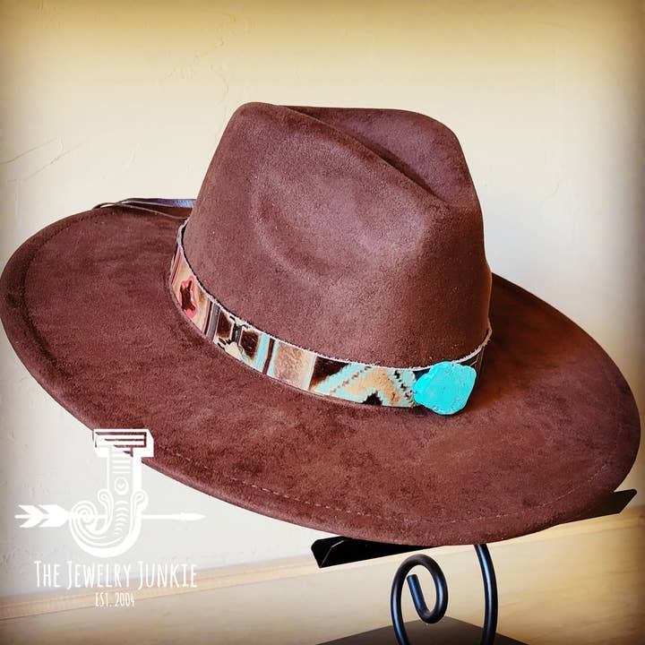 Navajo Embossed Leather Hat Band Only w/ Turquoise Slab 950e for wholesale by The Jewelry Junkie