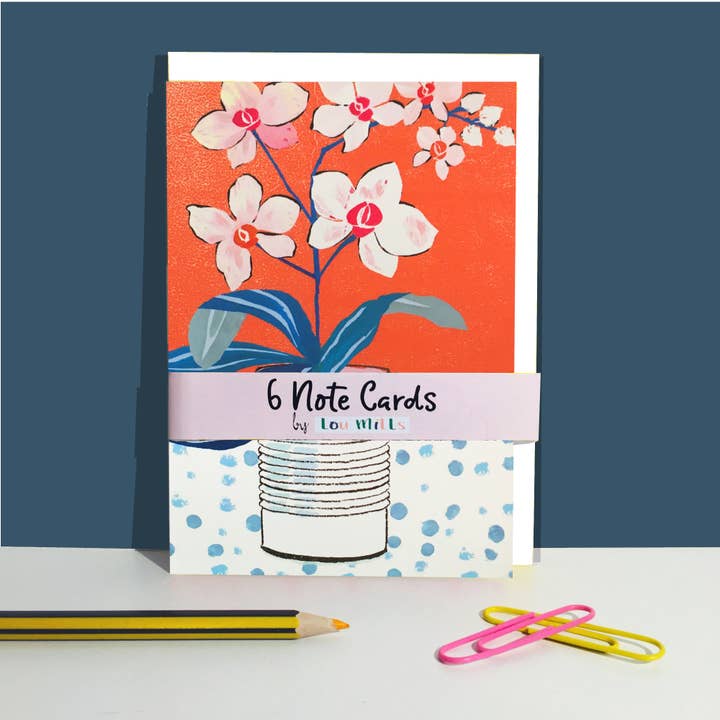 Note Cards - 6 Pack - White Orchid in Tin for wholesale by Lou Mills