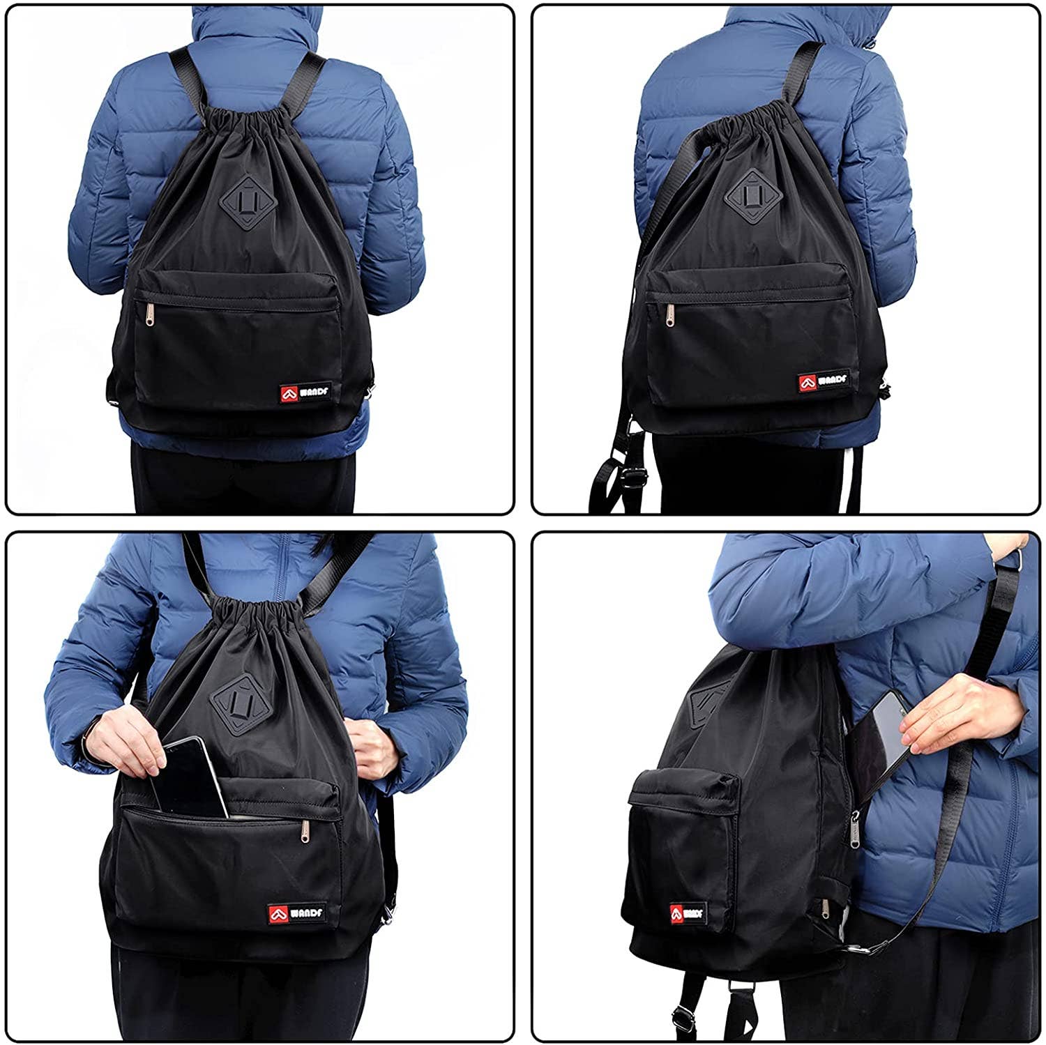 wandf - Wholesale Backpack - Unisex - Sport Drawstring Backpack With Shoe Compartment5