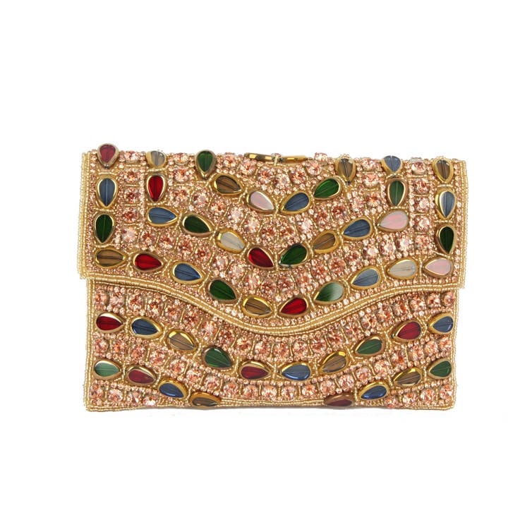 Damesavondtas met meerkleurige strasversiering voor wholesale door Nima Accessories Inc