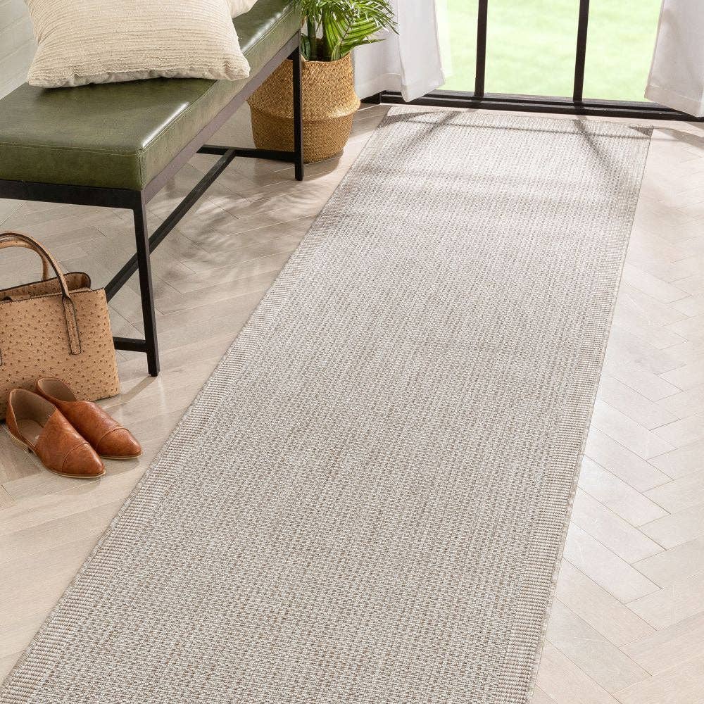 Well Woven - Wholesale Area Rug - Odin Solid & Striped Border Indoor Outdoor Grey Ivory11