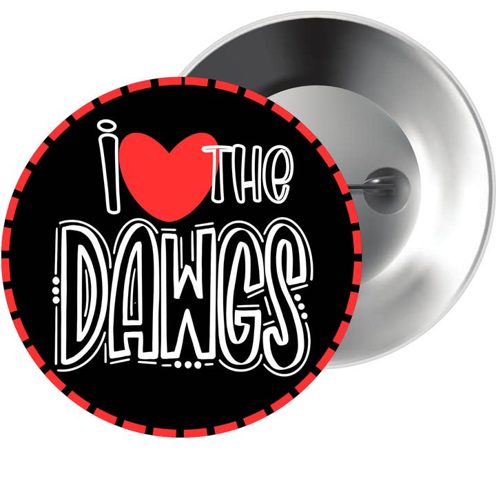 Grace Ann Designs - Wholesale Lapel Pin/Button - I Love The Dawgs (Red)0