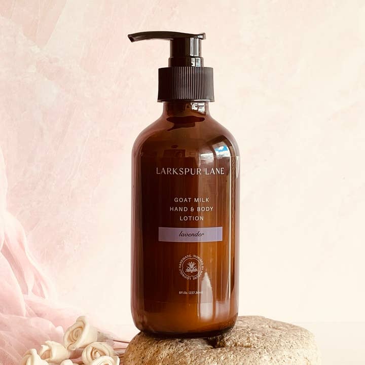 Lavender Goat Milk Lotion for wholesale by Larkspur Lane Soaps & Sundries LLC