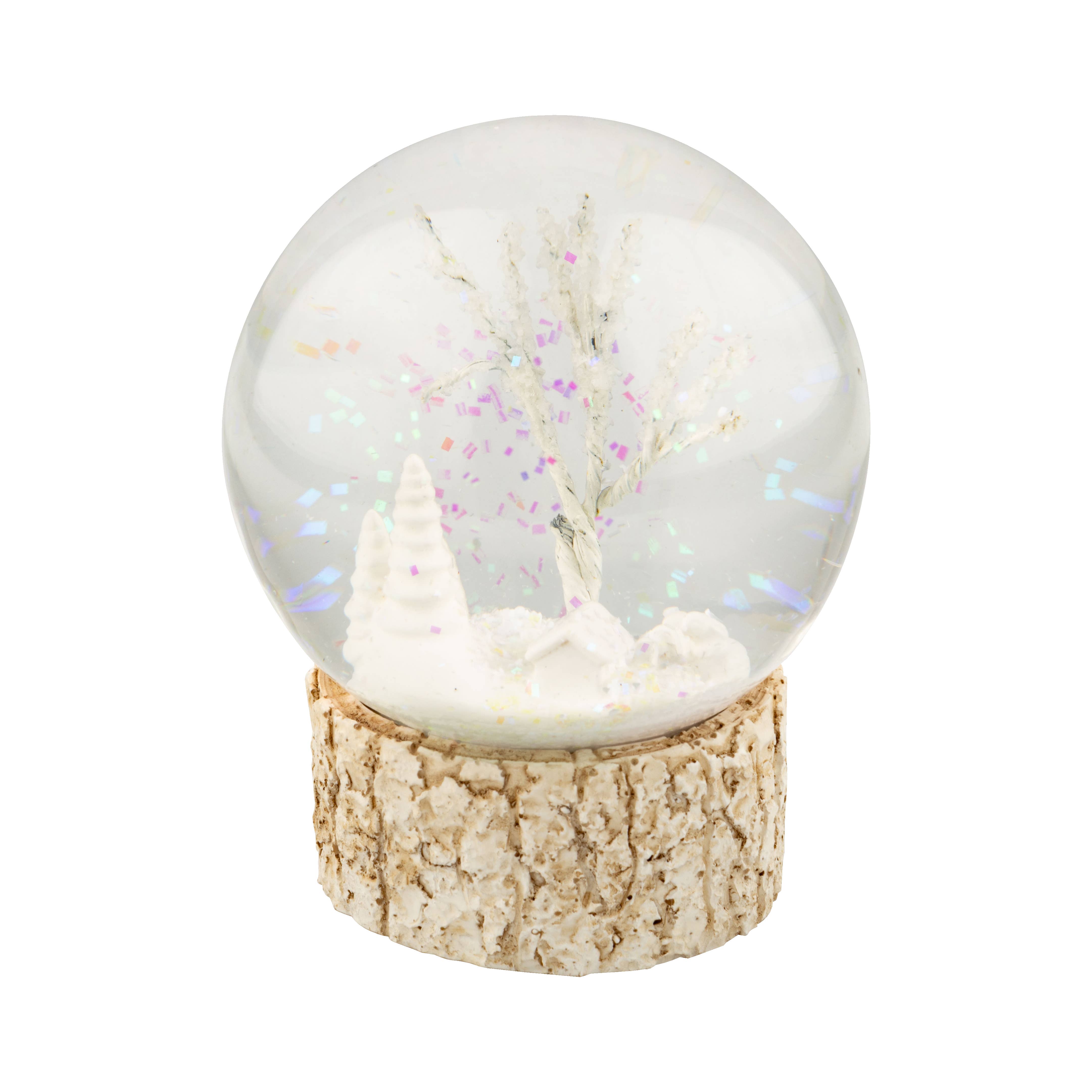 Silver Tree Home & Holiday - Wholesale Snow Globe - A29643: Wht winter village snow dome resin wd base,4in
