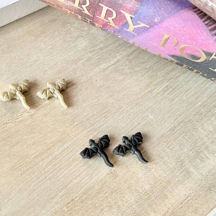 SeizeTheClayJewelry - Wholesale Stud/Post Earrings - Tiny Dragon Studs, Dragon Stud Earrings, Dragon Earrings3