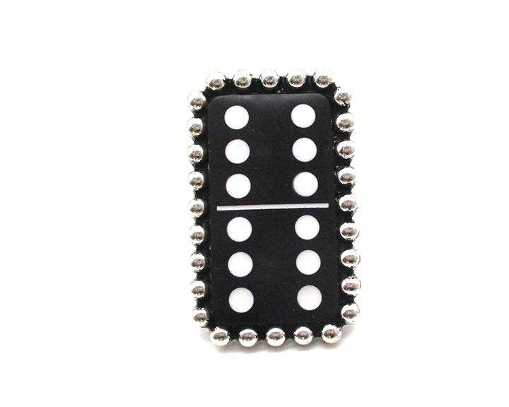 Snowing West - Wholesale Cocktail/Statement Ring - Black Domino Cuff Ring