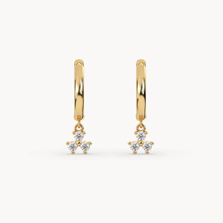 OISHI DIAMONDS - Wholesale Huggie Earrings - Radiant 0.21Ct Diamond Drop Earrings, Elegant 14k Gold 5