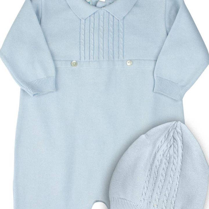 Baby Boy Cable Knit Longall with Hat for wholesale by Feltman Brothers